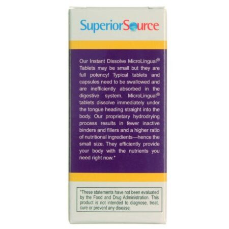 Superior Source No Shot B12 Cianocobalamina - 60 Comprimidos - Energia e Vitalidade - Imagem 3