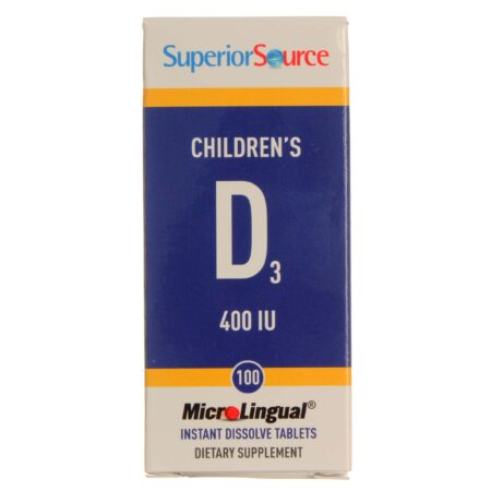 Superior Source, Vitamina D3 Infantil 400 IU - 100 Micro-Tabletes Sublinguais