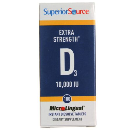 Superior Source, Vitamina D3 10.000 UI - 100 Tabletes Microlingual