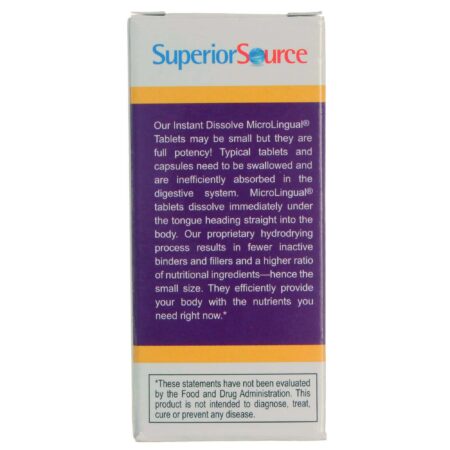 Superior Source, No Shot Metilcobalamina B12 5.000 mcg, B6 e Ácido Fólico - 60 Tabletes Microlingual® - Image 3