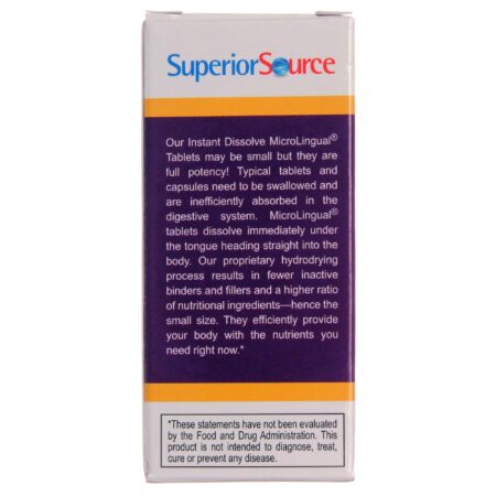 Superior Source, Vitamina B12 5,000 mcg com Metilcobalamina - 60 Comprimidos Solúveis - Image 3