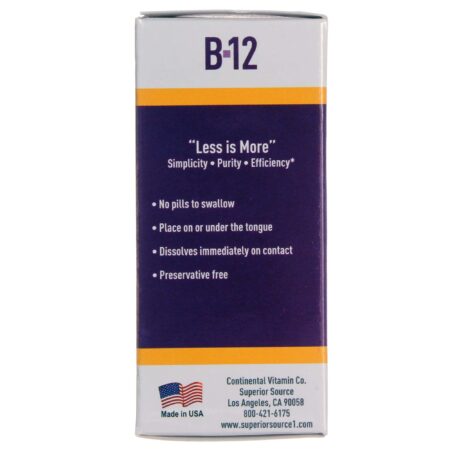 Superior Source, Vitamina B12 5,000 mcg com Metilcobalamina - 60 Comprimidos Solúveis - Image 4