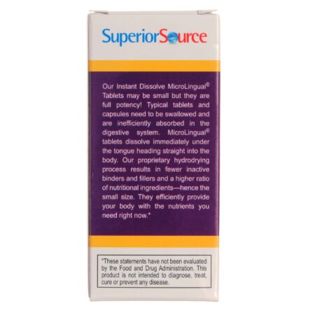 Superior Source Não tiro 1.000 mcg Metil B12, B6 e ácido fólico 400 60 instantâneo Lançamento Micro-Tabletes - Image 3