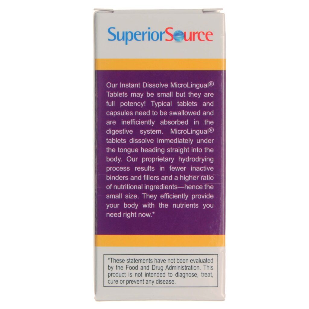 Superior Source Vitamina B-12 1.000mcg e Ácido Fólico 800mcg - 60 Micro-Tabletes para Energia e Saúde Mental - Imagem 3