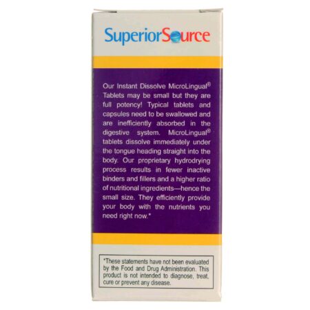 Superior Source, No Shot B12 10,000 mcg com B6 e Ácido Fólico - 30 Tabletes - Image 3