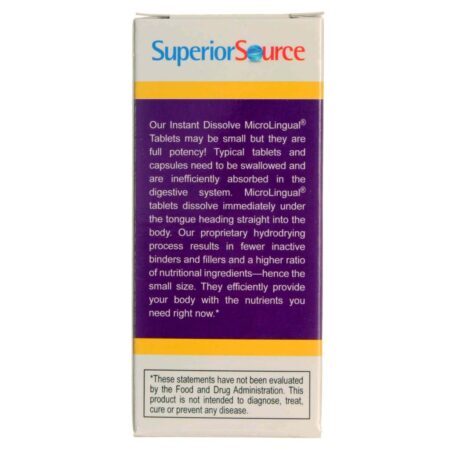 Superior Source No Shot B12 10.000 mcg com B6 e Ácido Fólico - 30 Tabletes para Energia e Vitalidade - Imagem 3