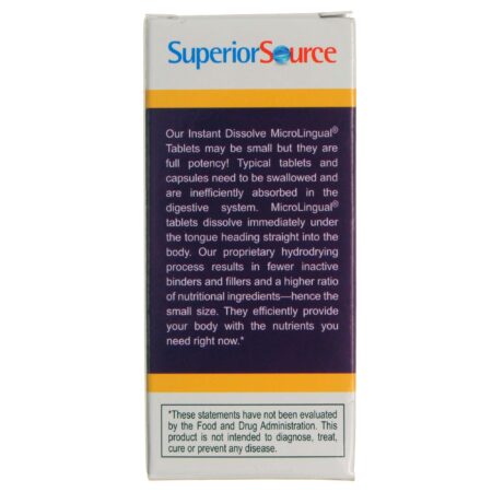 Superior Source, No Shot B-12 Vitamina B12 1,000 mcg com Metilcobalamina - 60 Tabletes Solúveis - Image 3