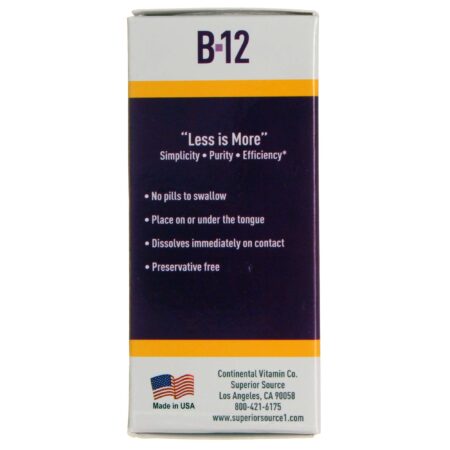 Superior Source, No Shot B-12 Vitamina B12 1,000 mcg com Metilcobalamina - 60 Tabletes Solúveis - Image 4