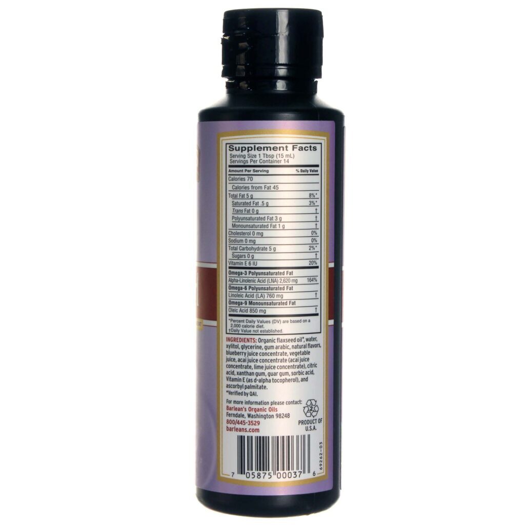 Barlean's Orgânico Óleo de Linhaça Omega Swirl Blackerry 237ml - 8 fl oz - Imagem 2