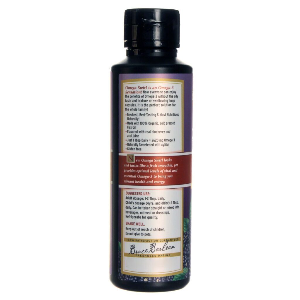 Barlean's Orgânico Óleo de Linhaça Omega Swirl Blackerry 237ml - 8 fl oz - Imagem 3