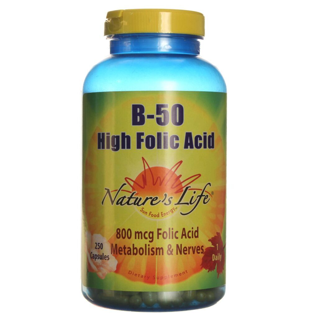 Nature's Life B-50 Ácido Fólico Alta Potência 250 Cápsulas | Saúde e Bem-Estar