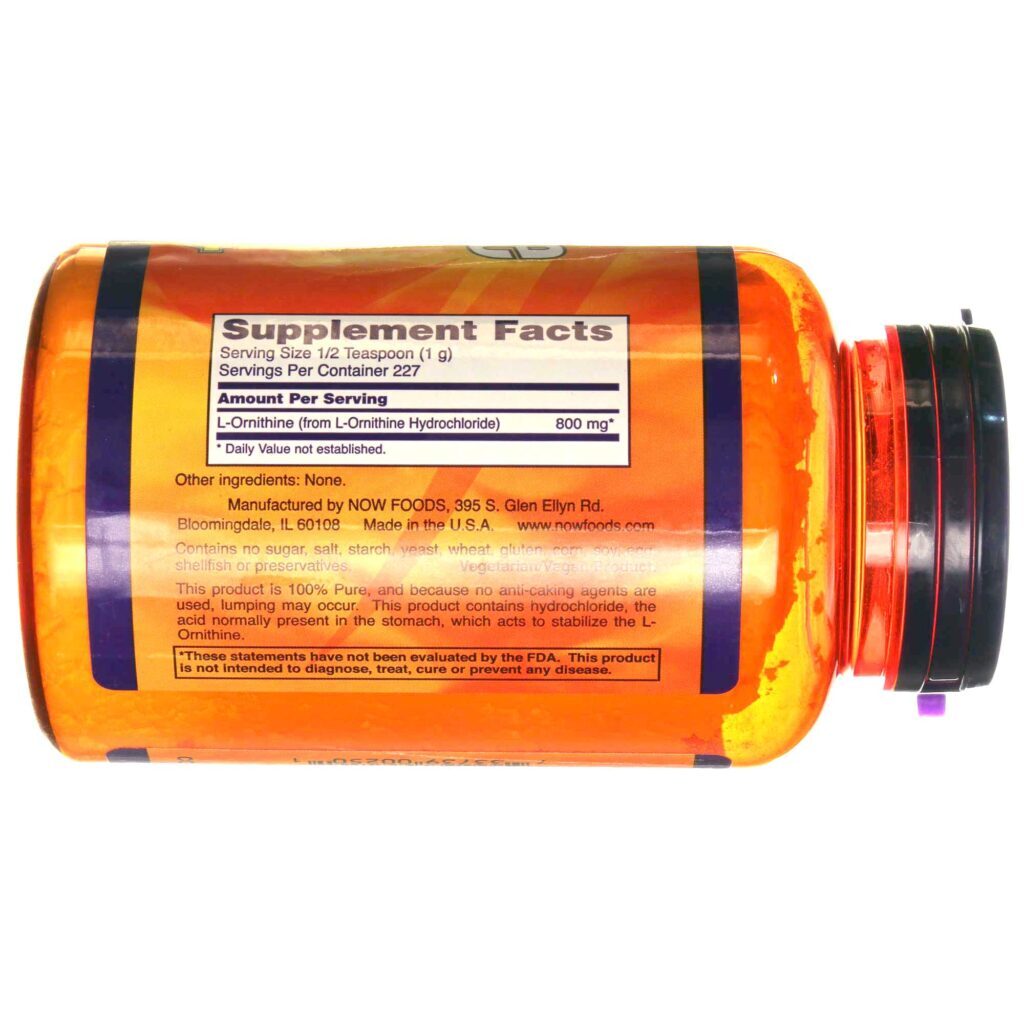 L-Ornitina em Pó Now Foods 100% Pura - 227g: Energia e Recuperação Muscular para Você - Imagem 2