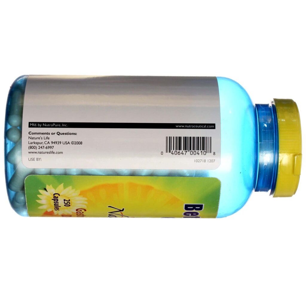 Nature's Life Betaína HCl 648 mg - 250 Cápsulas: Auxílio Digestivo e Saúde Intestinal - Imagem 3
