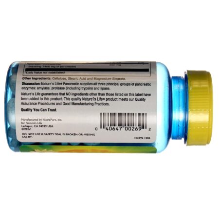 Nature's Life Pancreatina 1.400 mg 100 Tabletes - Image 3