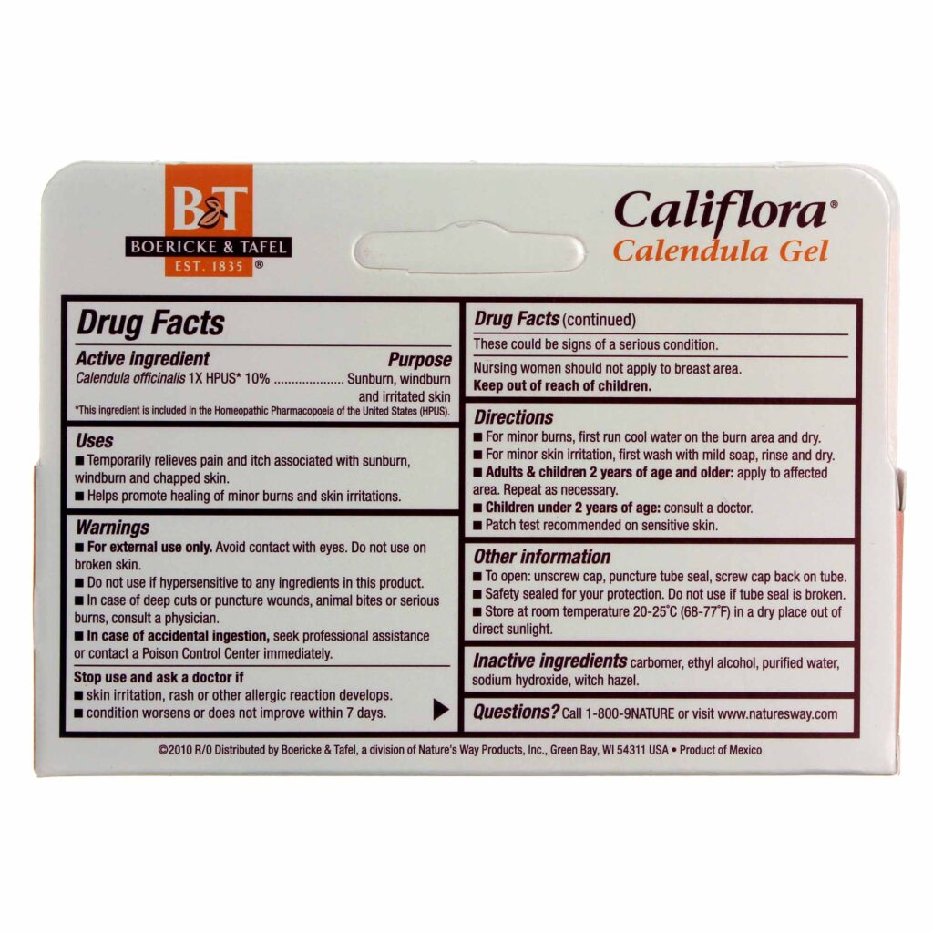 Boericke and Tafel Califlora® Gel de Calendura - 1 Tubo: Cuidado Suavizante para a Pele - Imagem 2