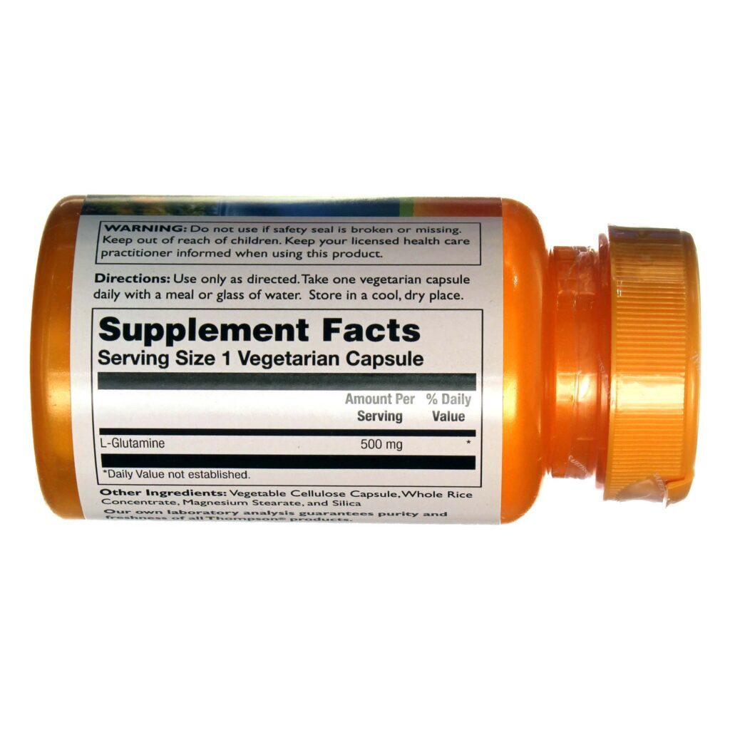 L-Glutamina 500mg Thompson - 30 Cápsulas Vegetarianas para Saúde e Recuperação Muscular - Imagem 2