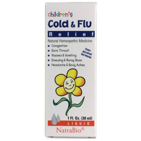 Natra-Bio, Alívio da Gripe e Resfriado Infantil, Sem Sabor - 30 ml (1 fl oz)