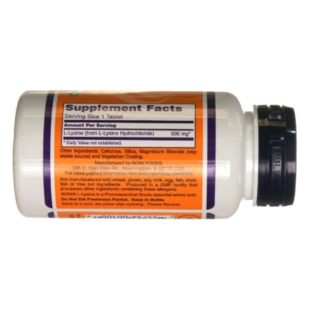 L-Lisina 500 mg Now Foods 100 Tabletes - Image 2