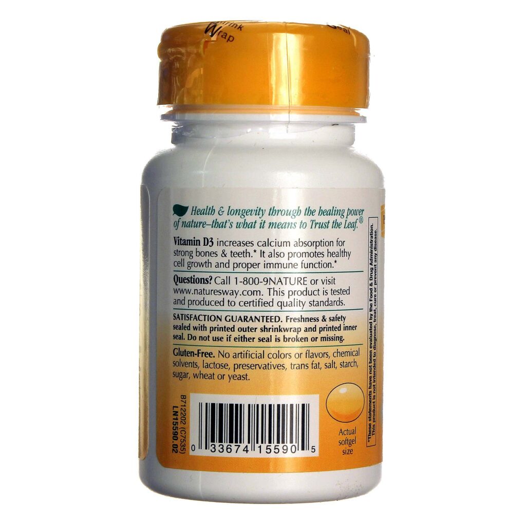 Vitamina D3 2.000 UI Nature's Way 120 Cápsulas: Sua Dose Essencial de Bem-Estar - Imagem 3