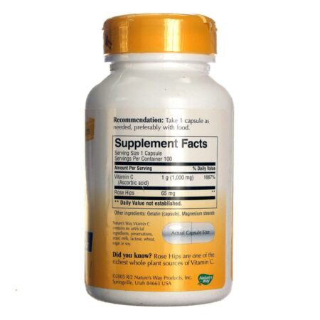 Nature's Way Vitamina C-1000 com Rosa Mosqueta - 100 Cápsulas: Potencialize sua Imunidade e Pele - Imagem 2