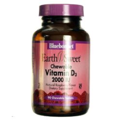 Bluebonnet Nutrition Earth Sweet Vitamina D3 2.000 UI Sabor Framboesa 90 Tabletes