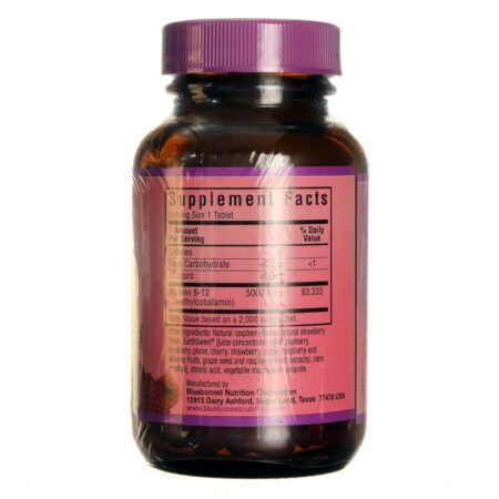 Bluebonnet Nutrition Metilcobalamina B12 Mastigável 5.000 mcg - 60 Tabletes para Energia e Bem-Estar - Imagem 2