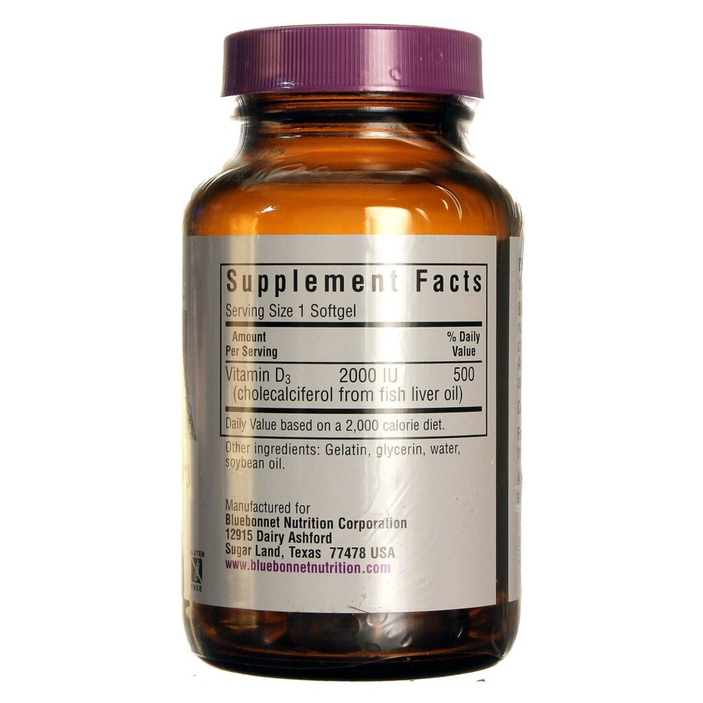 Bluebonnet Nutrition Vitamina D3 2000 UI - 100 Cápsulas: Essencial para Ossos Fortes e Imunidade no Brasil - Imagem 2