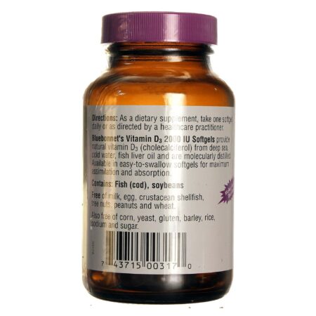 Bluebonnet Nutrition, Vitamina D3 2000 IU - 100 Cápsulas - Image 3