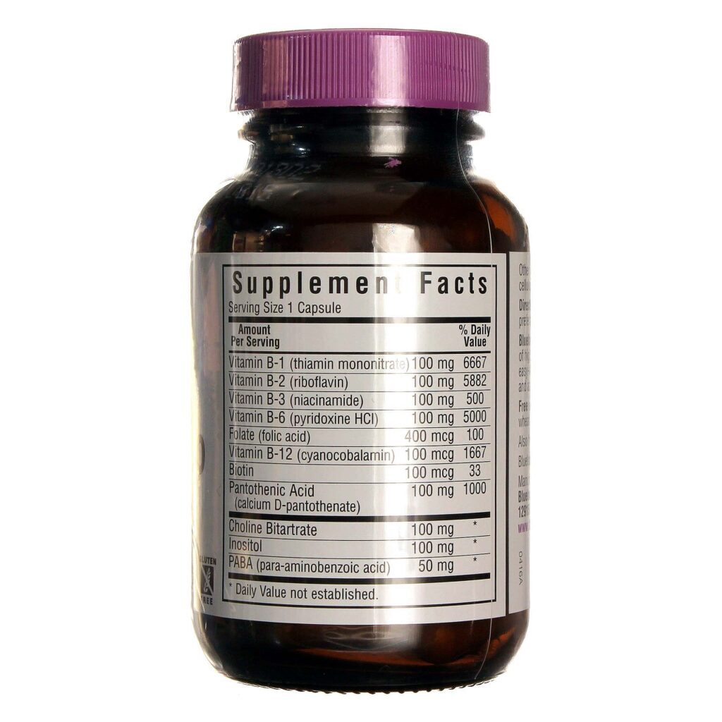 Bluebonnet Nutrition Complexo-B 100: 50 Cápsulas Vegetarianas Essenciais - Imagem 2