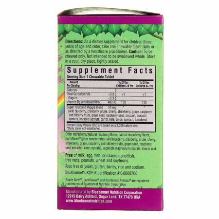 Bluebonnet Nutrition, Rainforest Animalz® Vitamina D3 400 UI, Frutas Silvestres - 90 Pastilhas Mastigáveis - Image 2