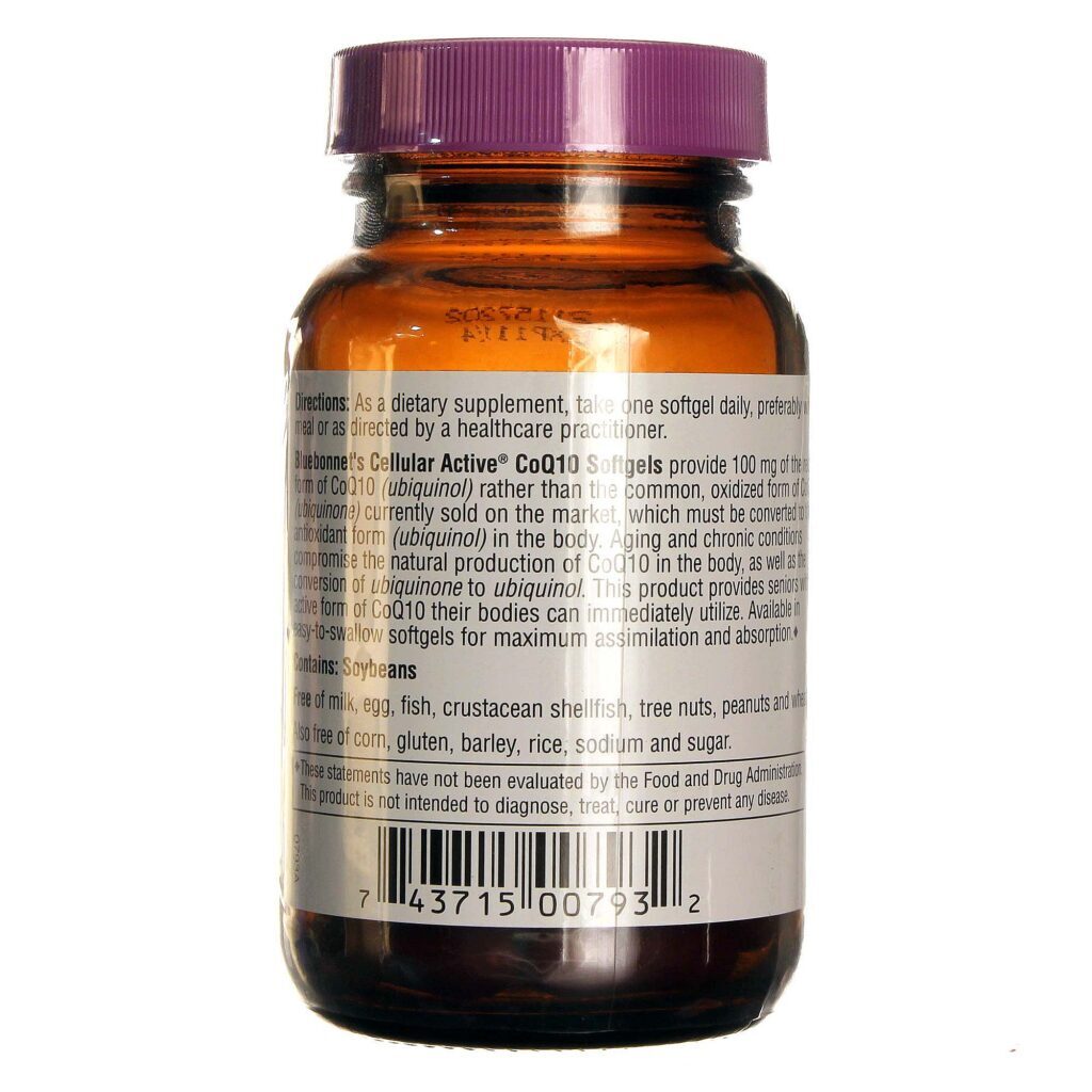 Bluebonnet Nutrition CoQ10 Ubiquinol 100mg - 60 Cápsulas: Energia Celular e Antioxidante Premium - Imagem 3