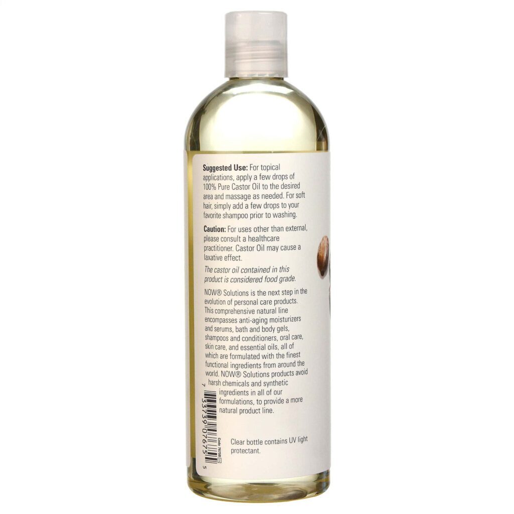Óleo de Rícino 100% Puro Now Foods 473 ml: Cabelo, Pele e Unhas Fortes - Imagem 3