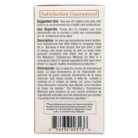 Bio Nutrition, Testosterona para Homens - 60 Tabletes - Image 3