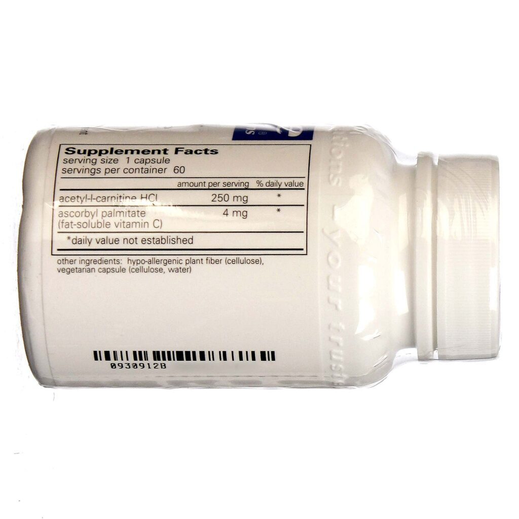 Pure EnCápsulasulations Acetil-L-Carnitina 250 mg 60 Cápsulas: Energia e Foco para Sua Rotina - Imagem 2