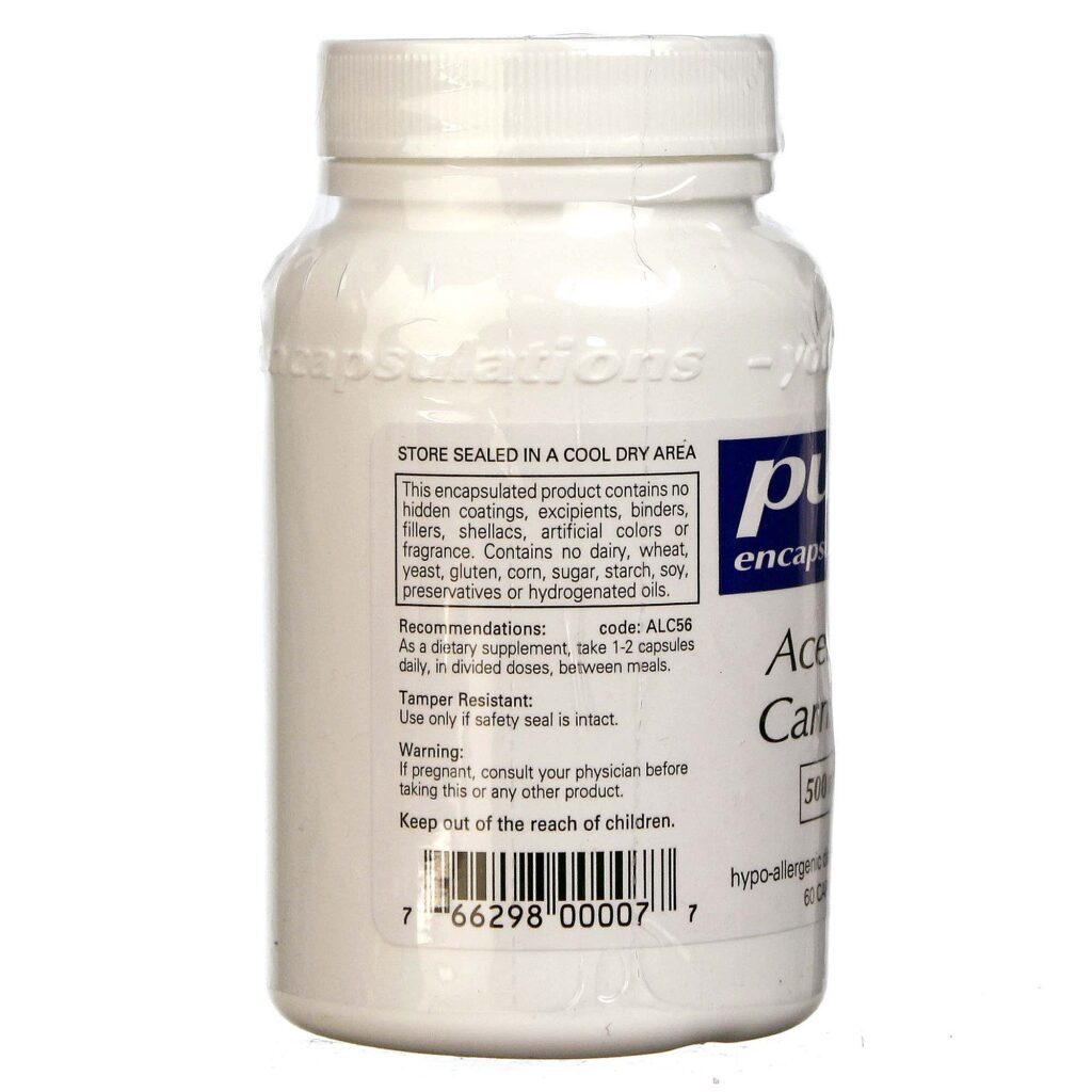 Acetil-L-Carnitina 500mg 60 Cápsulas Pure EnCápsulations: Energia e Foco para Brasileiros - Imagem 3