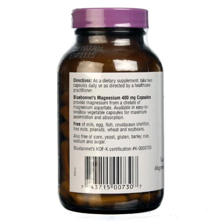 Bluebonnet Nutrition, Magnésio 400 mg - 100 Cápsulas Vegetarianas - Image 3