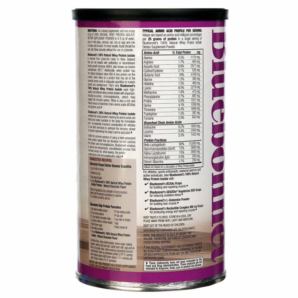 Bluebonnet Nutrition Proteína Isolada do Leite 100% Natural Sabor Chocolate 462g - Alta Pureza para Você - Imagem 3