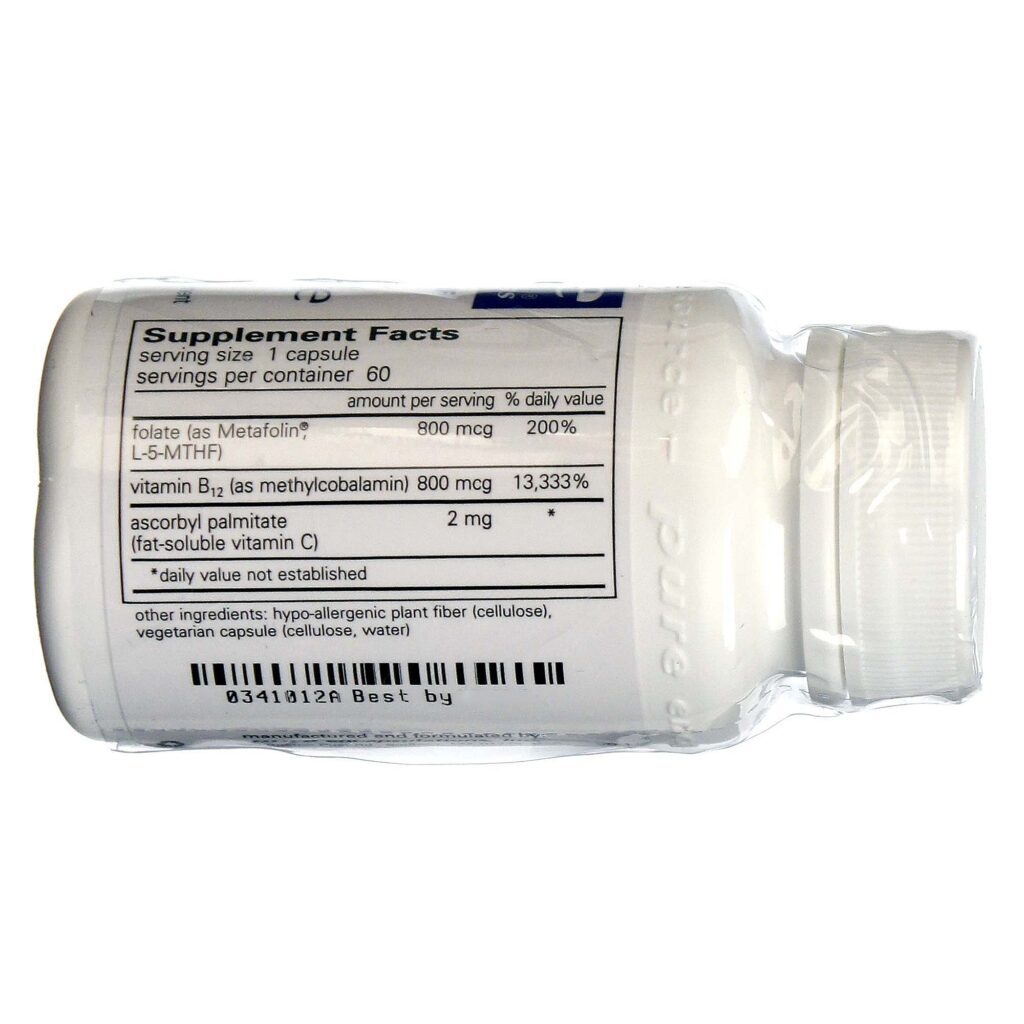 Pure Encapsulations B12 Folato 60 Cápsulas Vegetarianas: Energia e Bem-Estar para Brasileiros - Imagem 2