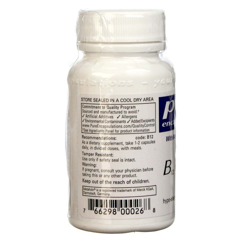 Pure Encapsulations B12 Folato 60 Cápsulas Vegetarianas: Energia e Bem-Estar para Brasileiros - Imagem 3
