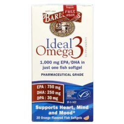 Barlean's Orgânico Óleo de Peixe Omega 3 Laranja 30 Cápsulas