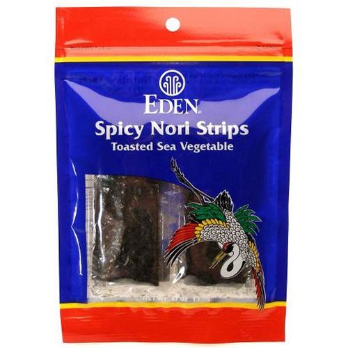 Eden Foods Nori Tiras Picante Sabor Oriental - 15g | Snacks Saudáveis