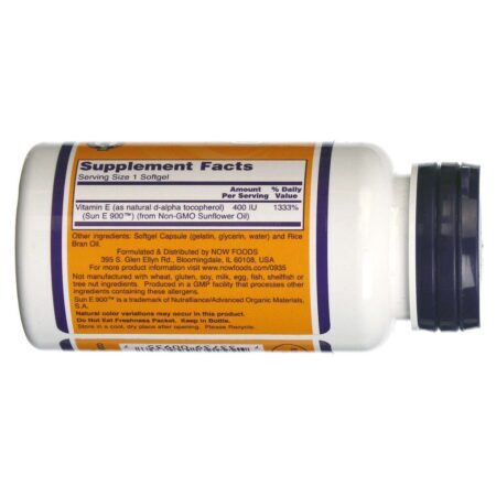 Now Foods Sun-E™ 400: Vitamina E 400 UI para Pele e Imunidade - 60 Cápsulas - Imagem 2