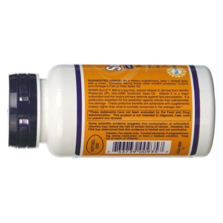Now Foods Sun-E™ 400: Vitamina E 400 UI para Pele e Imunidade - 60 Cápsulas - Imagem 3