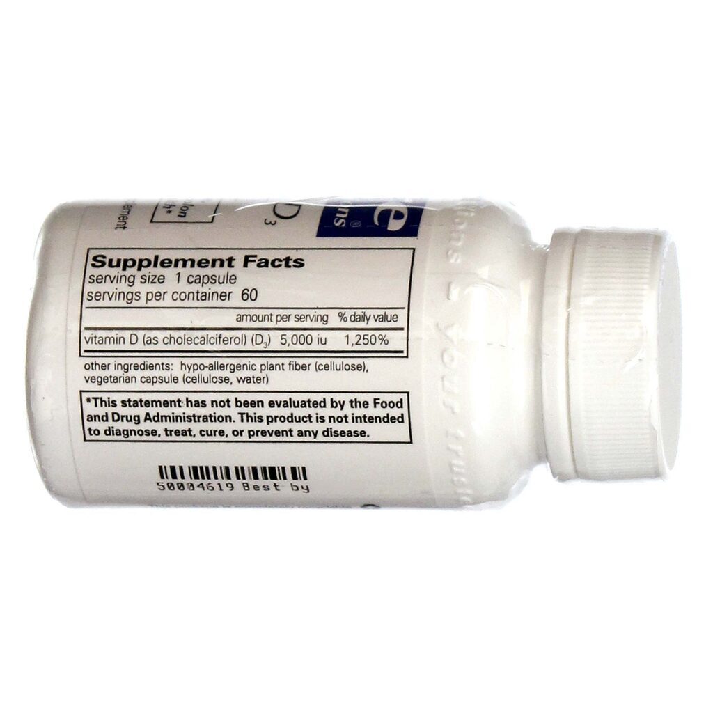 Pure Encapsulations Vitamina D3 5.000 UI - 60 Cápsulas Vegetarianas | Saúde Óssea e Imunidade - Imagem 2