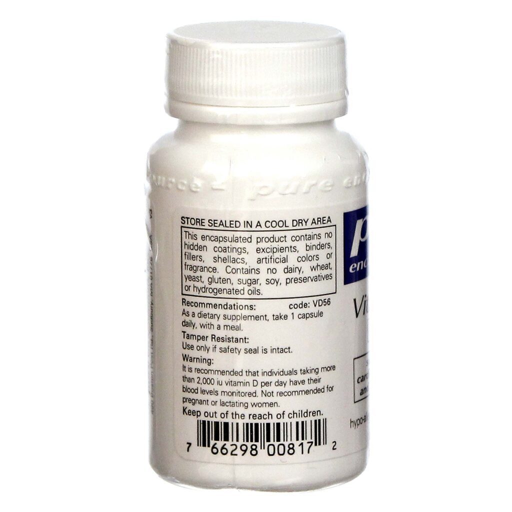 Pure Encapsulations Vitamina D3 5.000 UI - 60 Cápsulas Vegetarianas | Saúde Óssea e Imunidade - Imagem 3