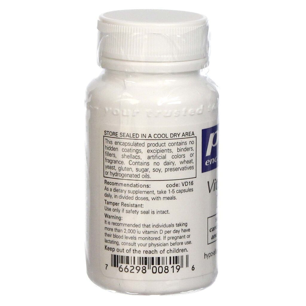 Vitamina D3 1.000 UI Pure EnCápsulations: 60 Cápsulas Vegetarianas para Sua Saúde - Imagem 3