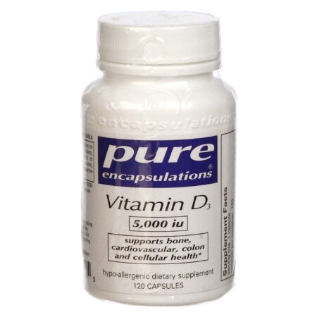 Pure Encapsulations, Vitamina D3 5.000 IU - 120 Cápsulas Vegetarianas