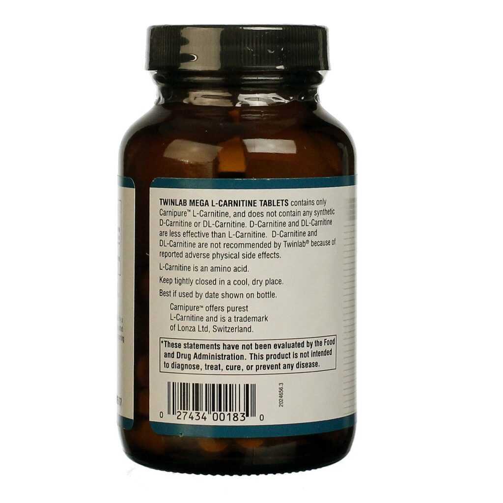 Twinlab Mega L-Carnitina - 60 Tabletes: Energia e Metabolismo para Você - Imagem 3