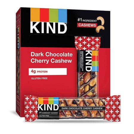 Kind, Barra deProteína de Chocolate Amargo, Cereja e Castanha de Caju Antioxidantes 12 Barras - 40g/1.4 oz (Cada) [480g (16,8 oz) Total]