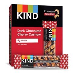 Kind Barra de Proteína Chocolate Amargo, Cereja e Castanha de Caju Antioxidantes - 12 Barras 40g Cada (480g Total)